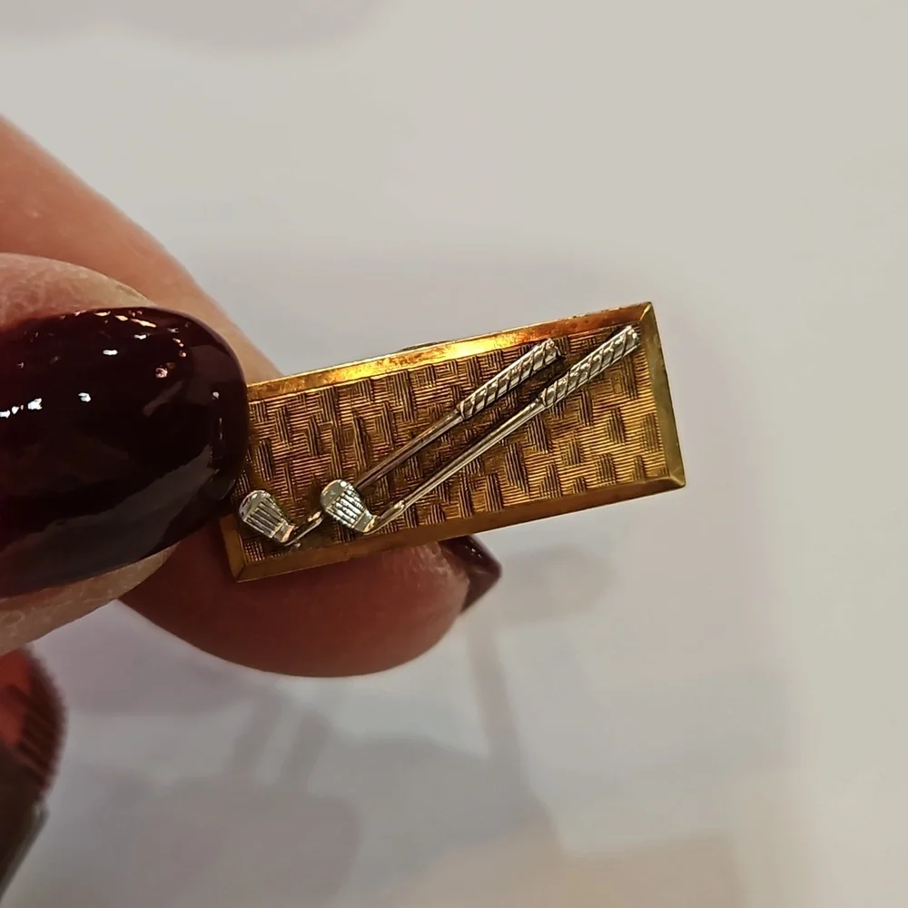KREMENTZ VINTAGE GOLF‎ CUFFLINKS GOLD MID CENTURY